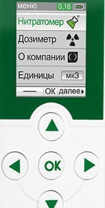 Панель управления и ЖК-экран экотестера 